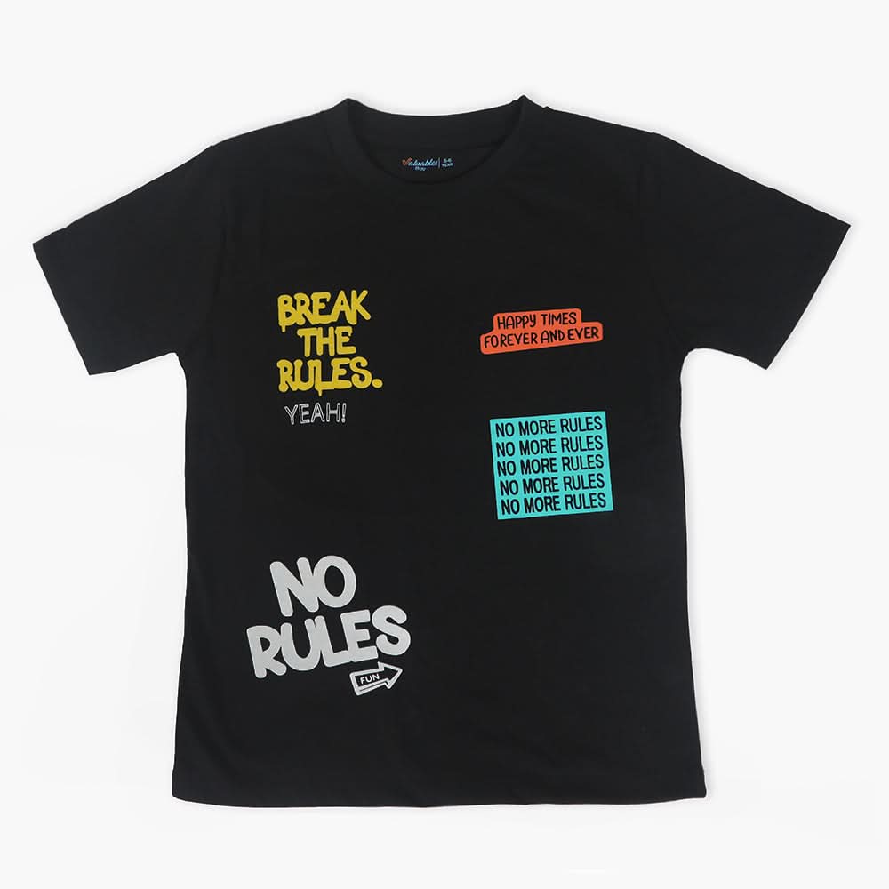 Boys Half Sleeves T-Shirt - Black, Boys T-Shirts, Chase Value, Chase Value