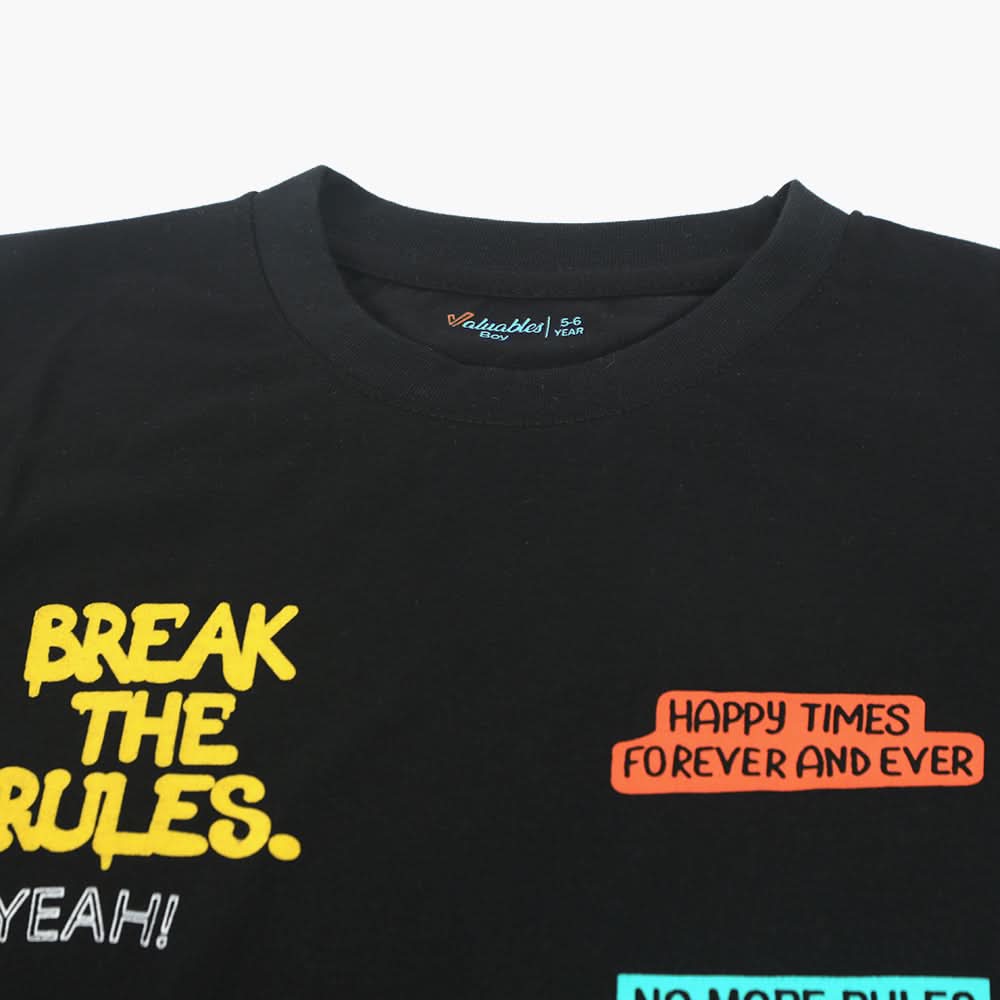 Boys Half Sleeves T-Shirt - Black, Boys T-Shirts, Chase Value, Chase Value