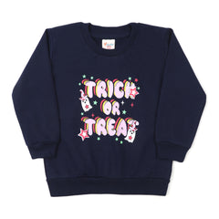 Girls Full Sleeves Sweat Shirt - Navy Blue