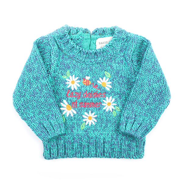 Newbron Girls Full Sleeves Sweater - Sea Green