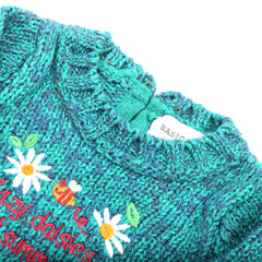 Newbron Girls Full Sleeves Sweater - Sea Green