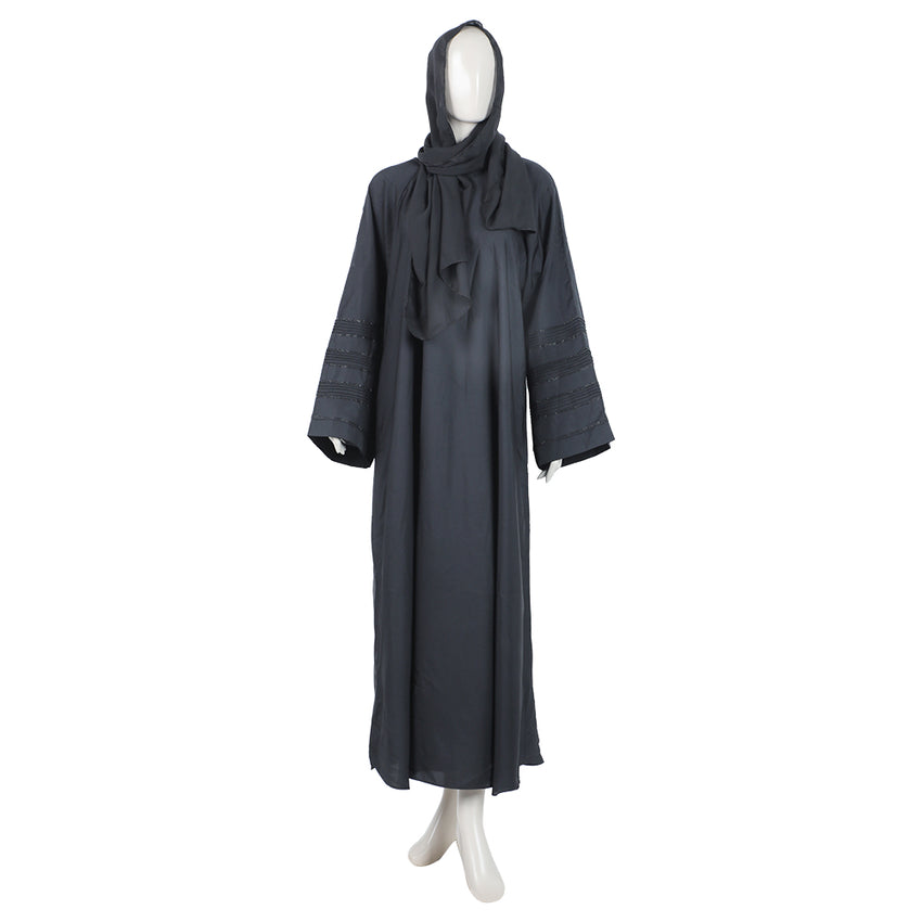 Women Abaya Front Zipper Pentax - Black