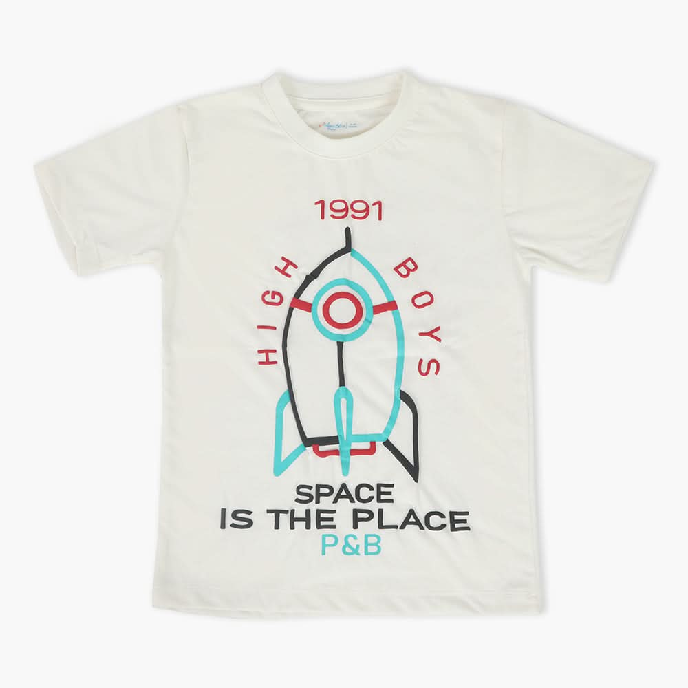 Boys Half Sleeves T-Shirt - White, Boys T-Shirts, Chase Value, Chase Value