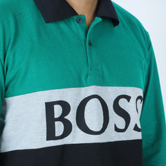 Men's Full Sleeves Polo T-Shirt - Green