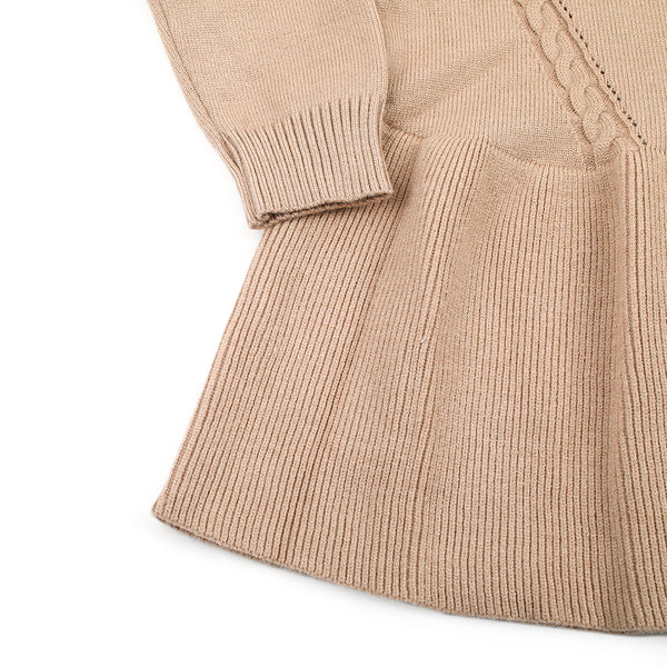 Girls Full Sleeves Sweater - Brown