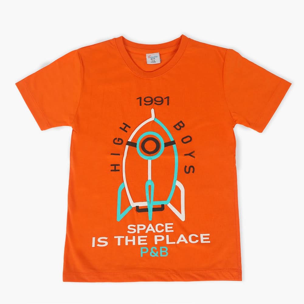 Boys Half Sleeves T-Shirt - Orange, Boys T-Shirts, Chase Value, Chase Value