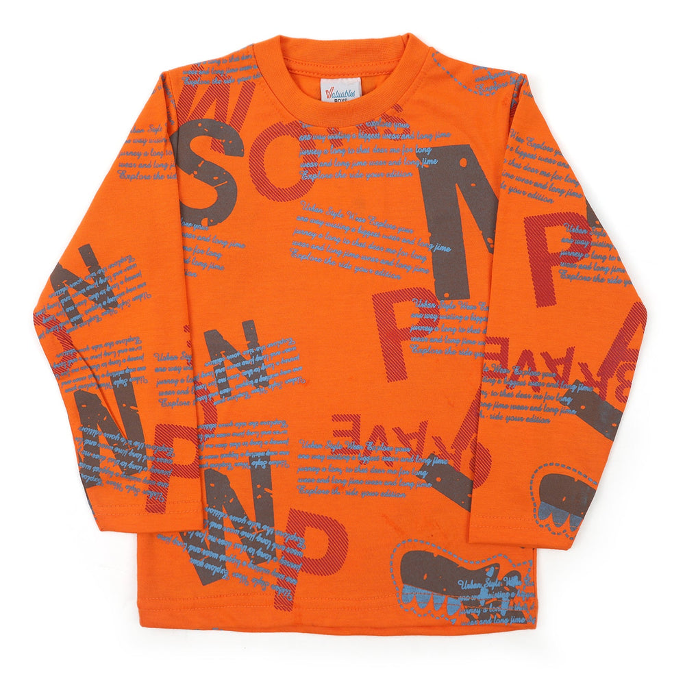 Boys Full Sleeves T-Shirt - Orange, Boys T-Shirts, Chase Value, Chase Value