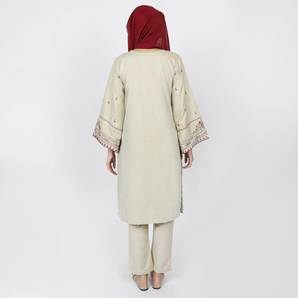 Women's Chambray Embroidered 2pcs Suit - Green