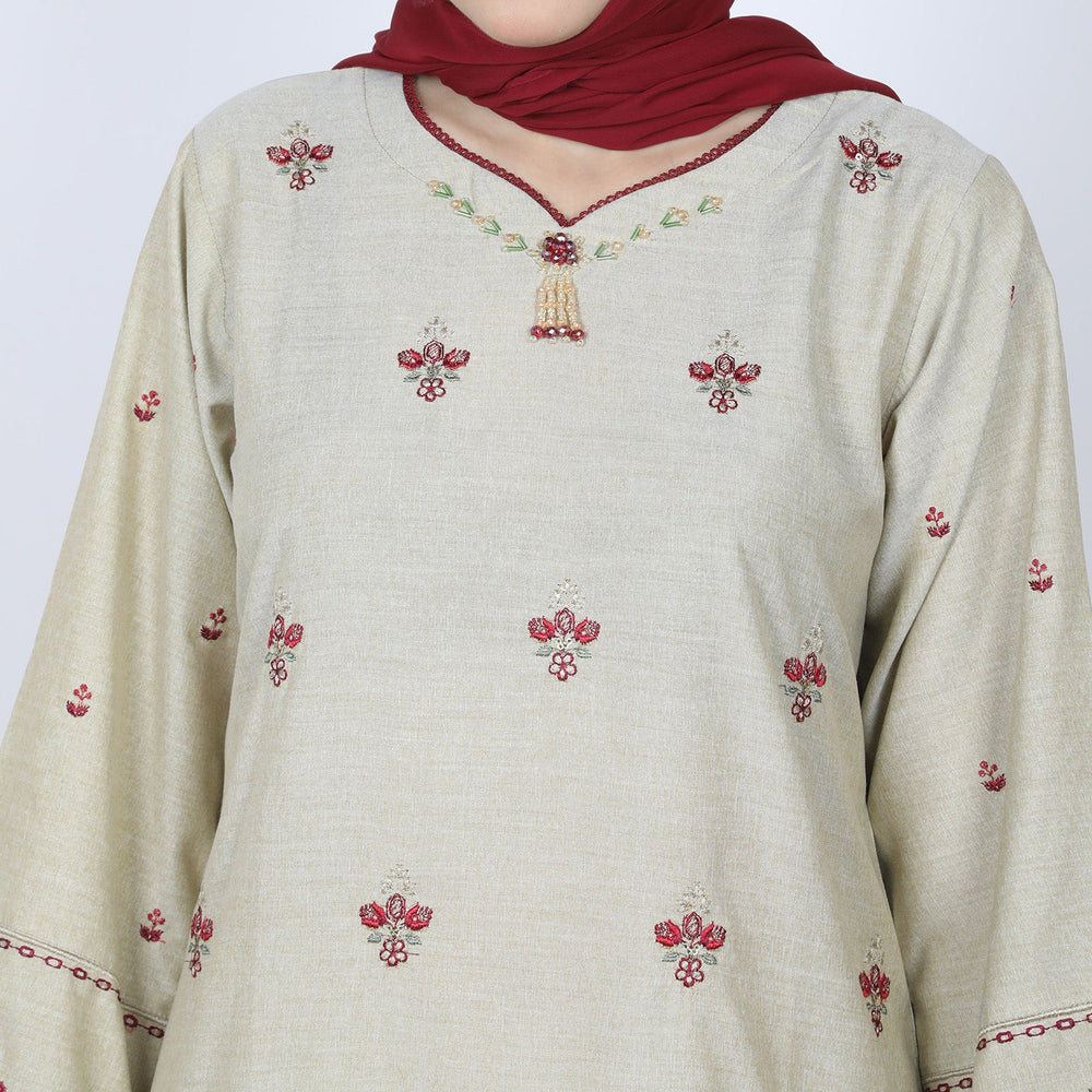 Women's Chambray Embroidered 2pcs Suit - Green, Women Shalwar Suits, Chase Value, Chase Value