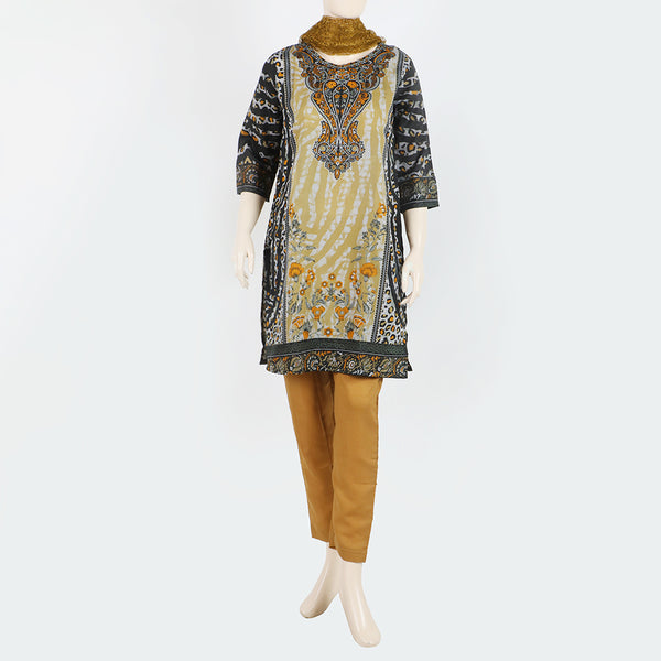 Women's Printed Shalwar Suit - Brown