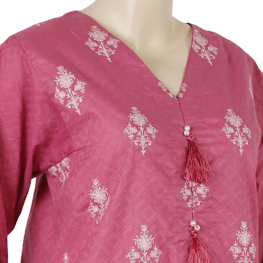 Women's Embroidered Stitched Kurti - Pink, Women Ready Kurtis, Chase Value, Chase Value