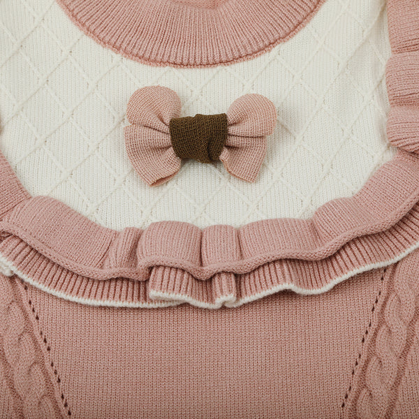 Girls Full Sleeves Sweater - Tea Pink