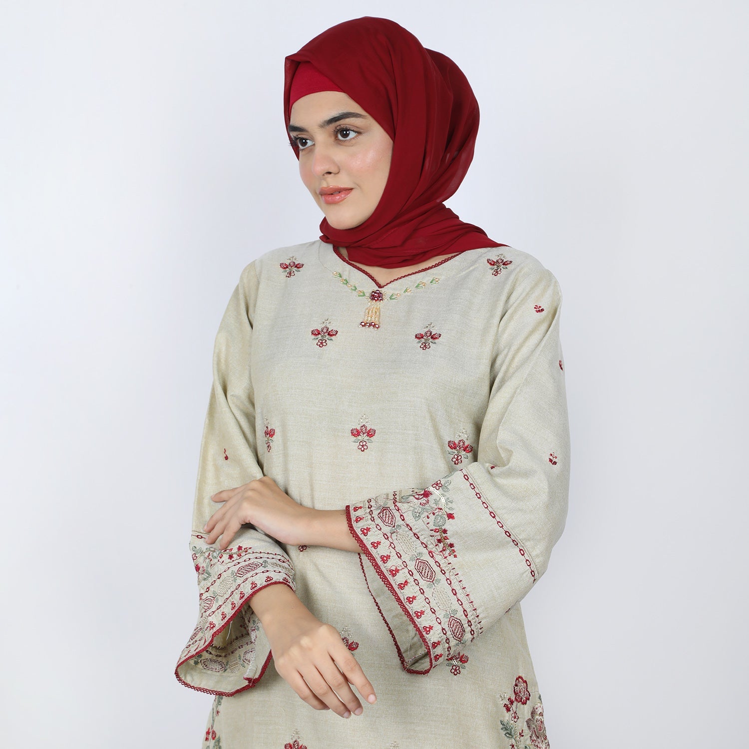 Women's Chambray Embroidered 2pcs Suit - Green, Women Shalwar Suits, Chase Value, Chase Value