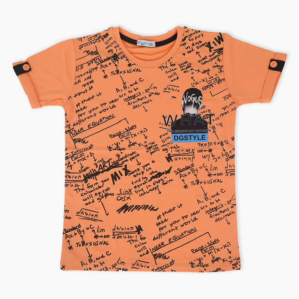 Boys Half Sleeves T-Shirt - Orange, Boys T-Shirts, Chase Value, Chase Value