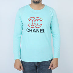 Men's Round Neck Full Sleeves T-Shirt - Cyan, Men's T-Shirts & Polos, Chase Value, Chase Value