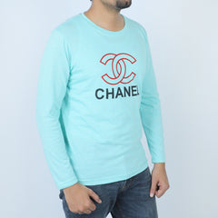 Men's Round Neck Full Sleeves T-Shirt - Cyan, Men's T-Shirts & Polos, Chase Value, Chase Value