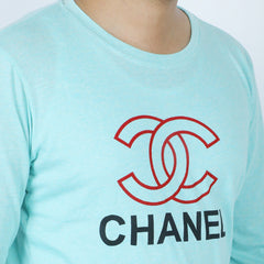 Men's Round Neck Full Sleeves T-Shirt - Cyan, Men's T-Shirts & Polos, Chase Value, Chase Value