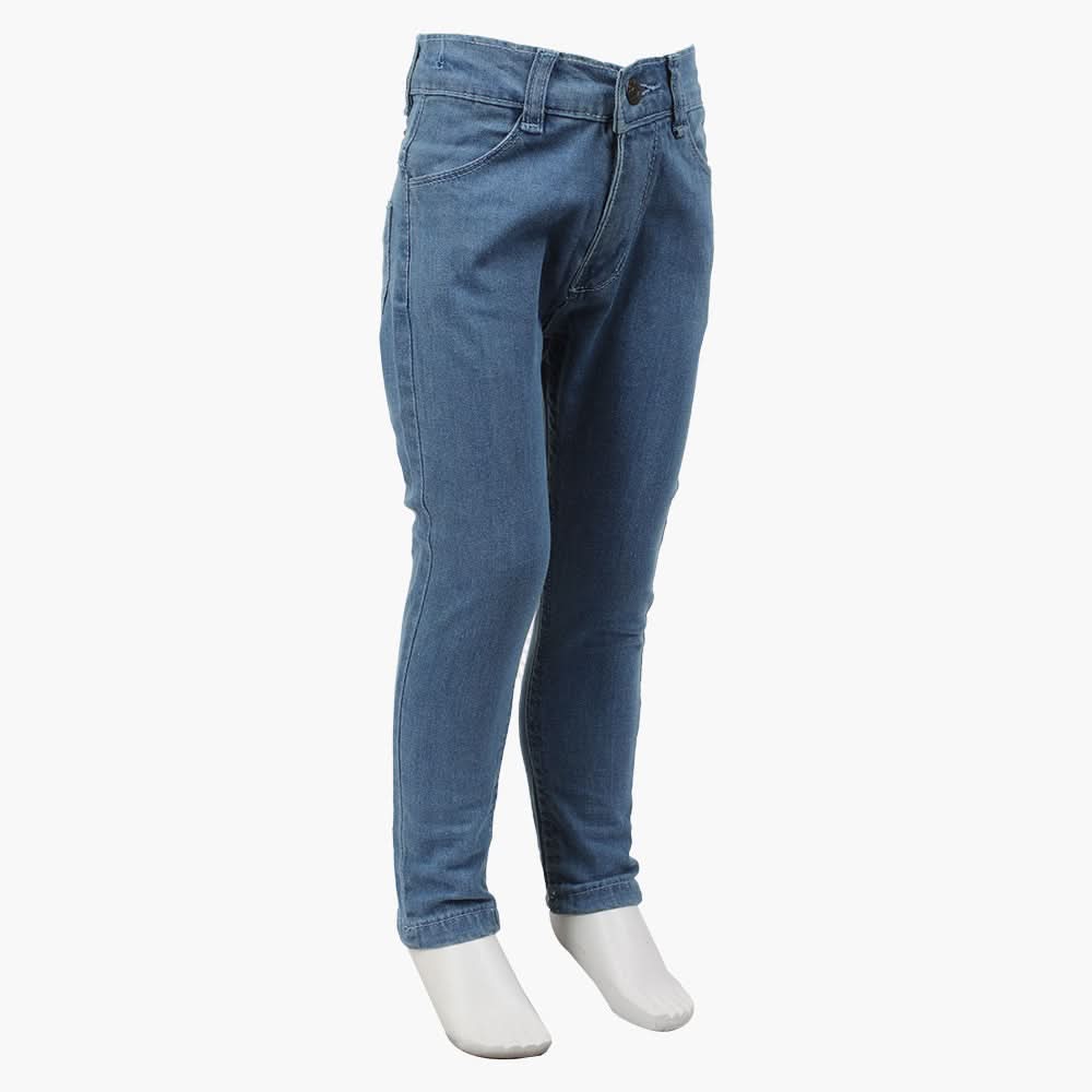 Girls Basic Denim Pant - Blue, Girls Pants & Capri, Chase Value, Chase Value
