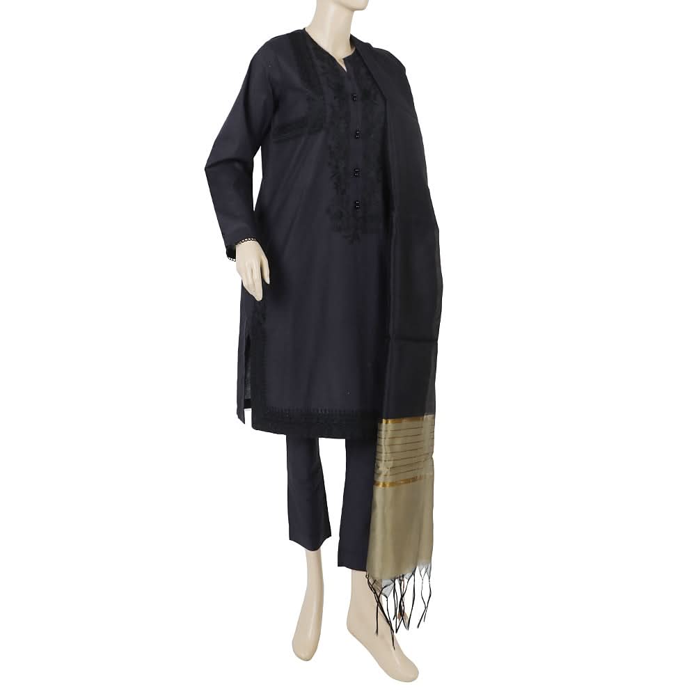 Women's Embroidered Shalwar Suit - Black, Women Shalwar Suits, Chase Value, Chase Value