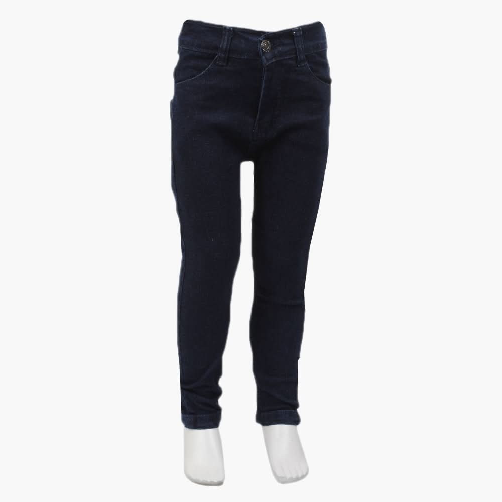 Girls Basic Denim Pant - Navy Blue, Girls Pants & Capri, Chase Value, Chase Value
