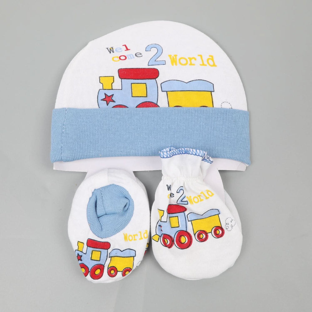 Caps & Mitten Set - Blue, Newborn Caps, Shoes & Socks, Chase Value, Chase Value
