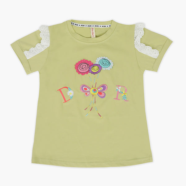 Girls Half Sleeves T-Shirt - Light Green, Girls T-Shirts, Chase Value, Chase Value