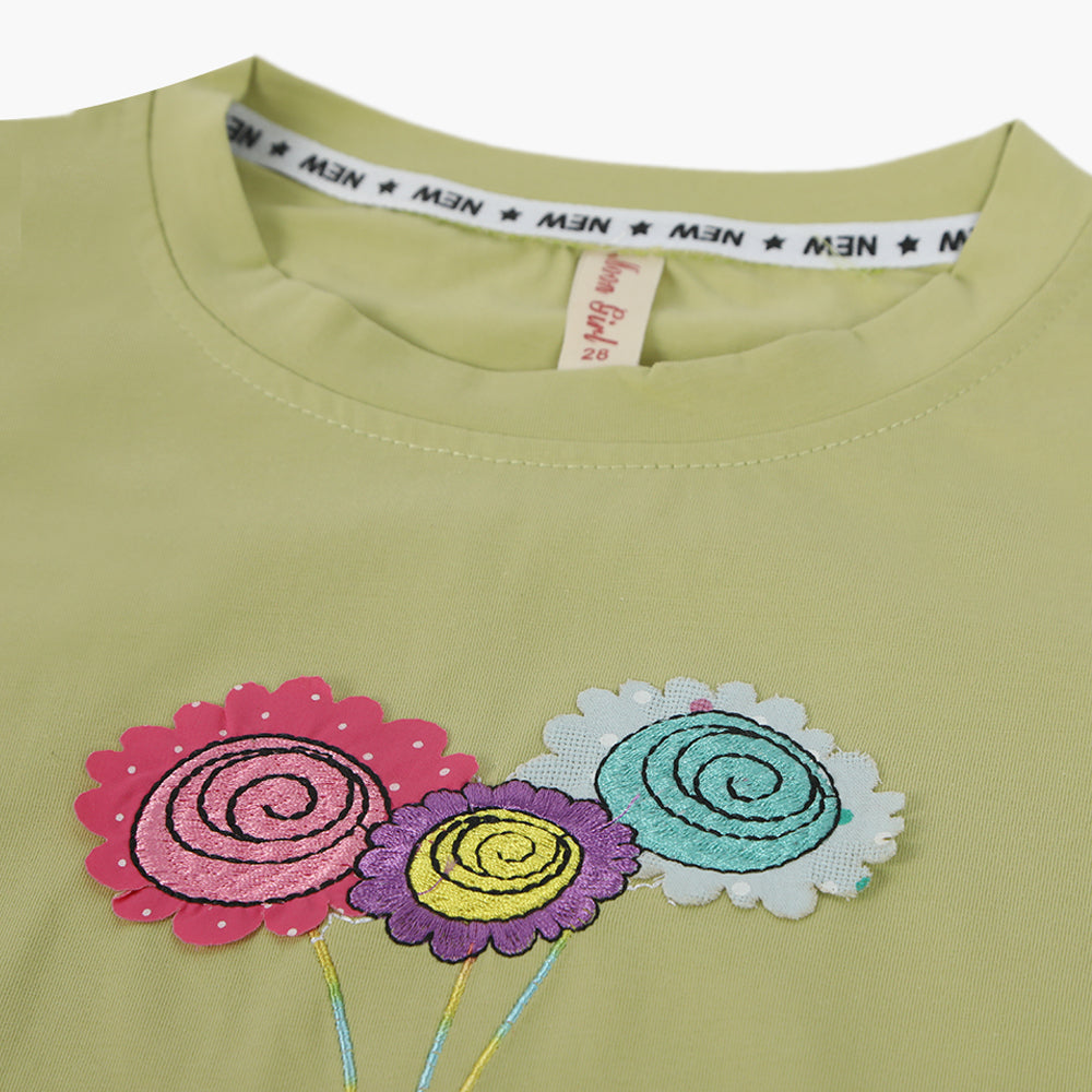 Girls Half Sleeves T-Shirt - Light Green, Girls T-Shirts, Chase Value, Chase Value