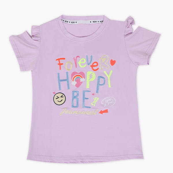 Girls Half Sleeves T-Shirt - Purple, Girls T-Shirts, Chase Value, Chase Value