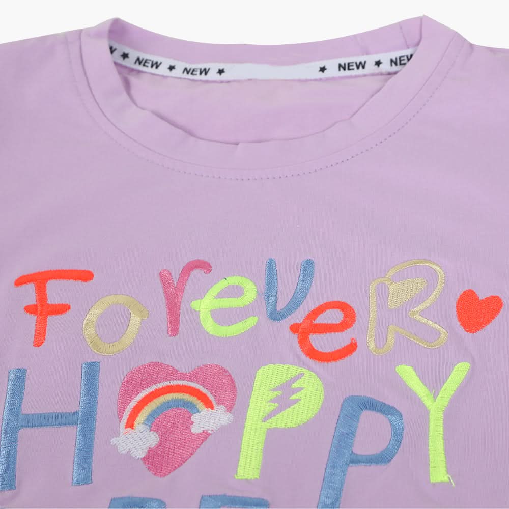 Girls Half Sleeves T-Shirt - Purple, Girls T-Shirts, Chase Value, Chase Value