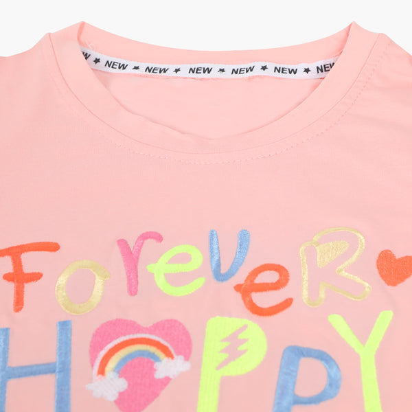 Girls Half Sleeves T-Shirt - Baby Pink