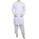 Men's Slim Fit Embroidered Shalwar Suit - White, Men's Shalwar Kameez, Chase Value, Chase Value