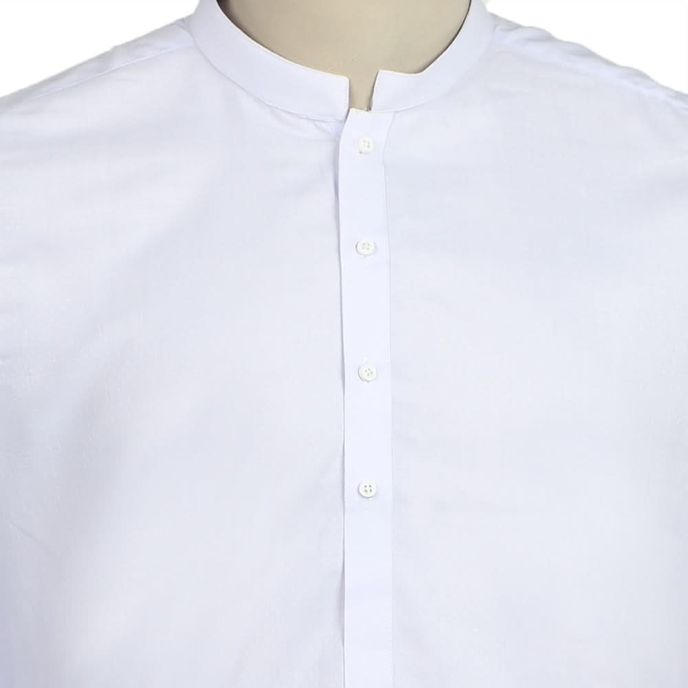 Men's Slim Fit Embroidered Shalwar Suit - White, Men's Shalwar Kameez, Chase Value, Chase Value