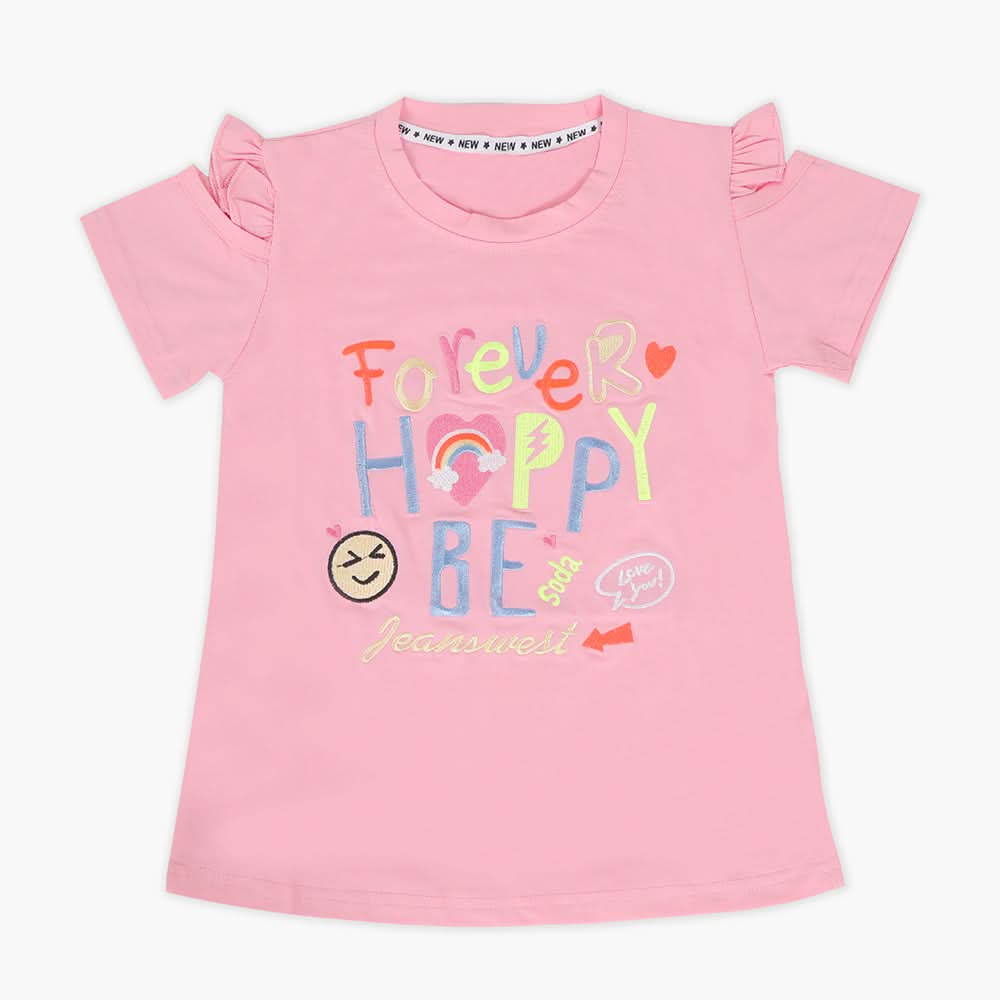 Girls Half Sleeves T-Shirt - Pink, Girls T-Shirts, Chase Value, Chase Value