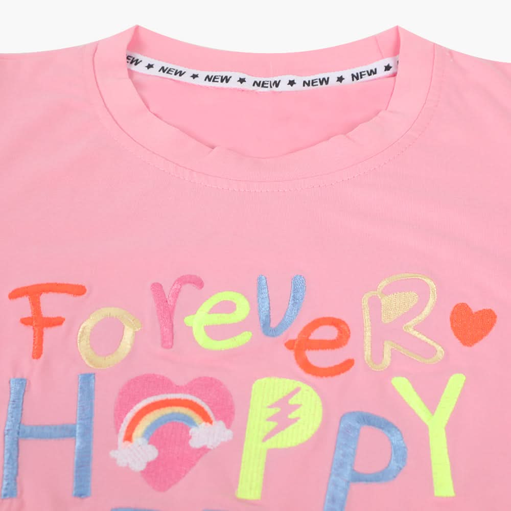 Girls Half Sleeves T-Shirt - Pink, Girls T-Shirts, Chase Value, Chase Value