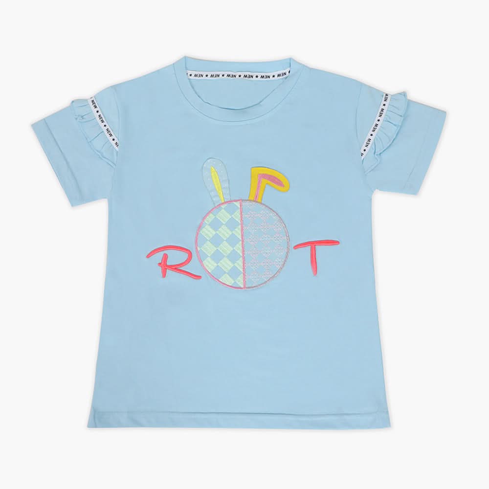 Girls Half Sleeves T-Shirt - Sky Blue, Girls T-Shirts, Chase Value, Chase Value