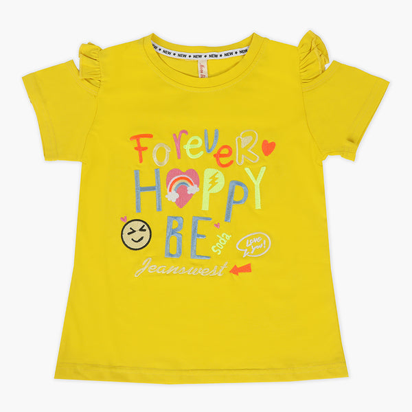 Girls Half Sleeves T-Shirt - Yellow, Girls T-Shirts, Chase Value, Chase Value