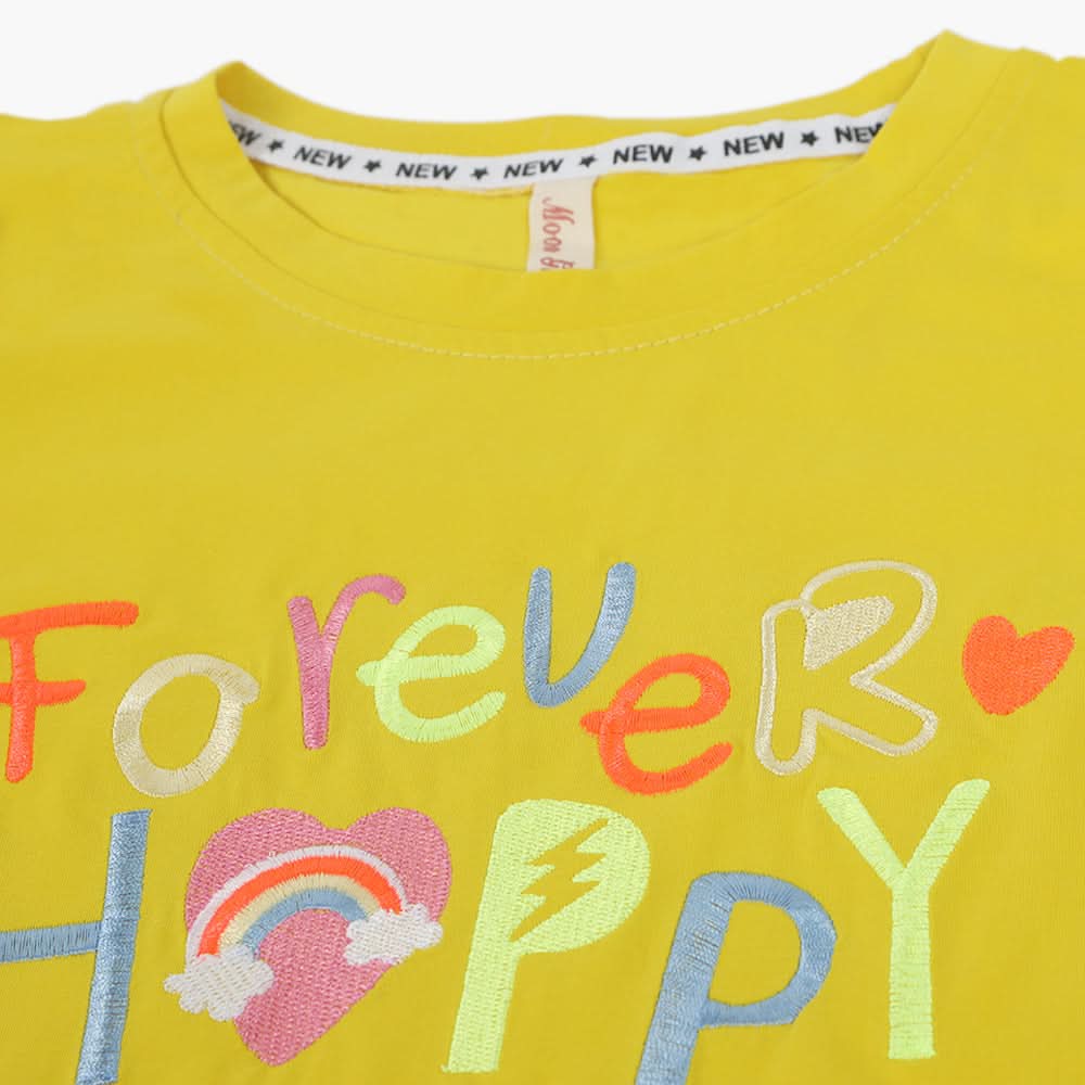 Girls Half Sleeves T-Shirt - Yellow, Girls T-Shirts, Chase Value, Chase Value