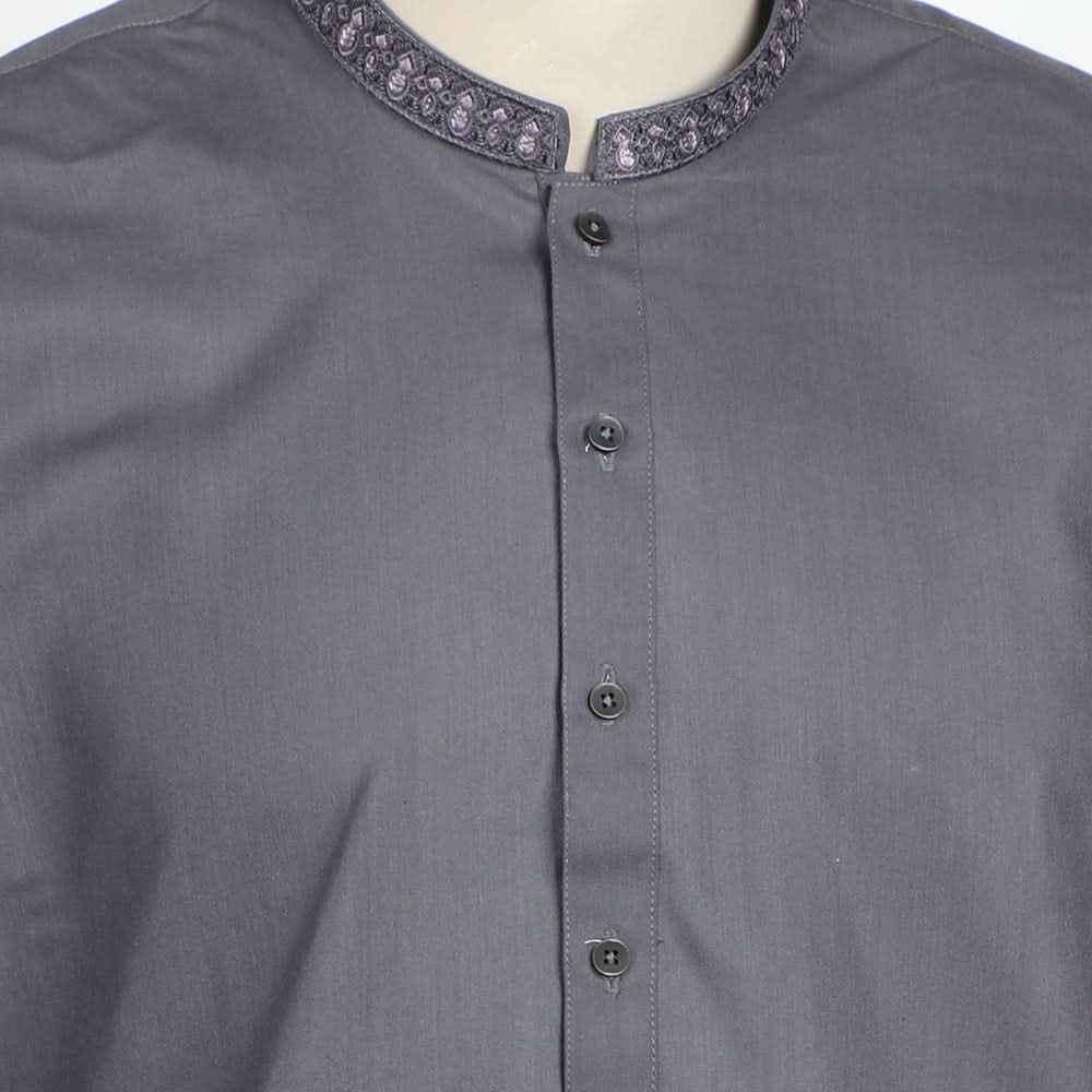 Valuables Men Embroidered Shalwar Suit - Charcoal Grey, Men's Shalwar Kameez, Chase Value, Chase Value