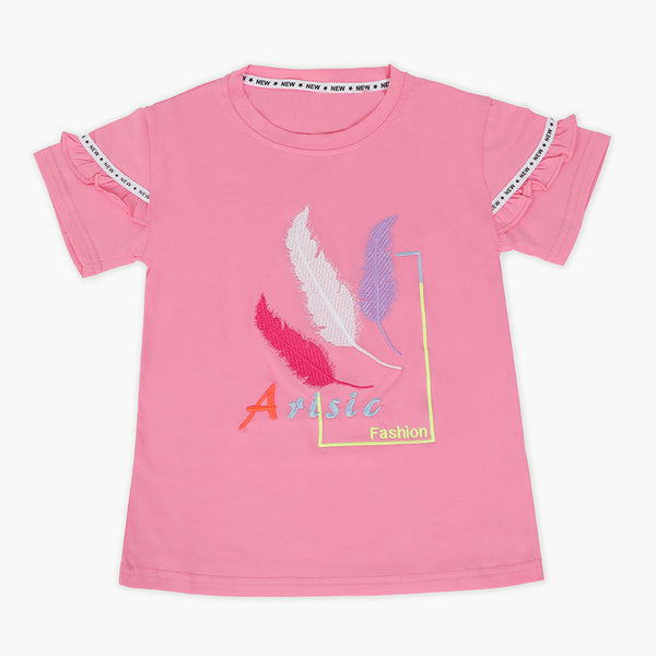 Girls Half Sleeves T-Shirt - Pink, Girls T-Shirts, Chase Value, Chase Value