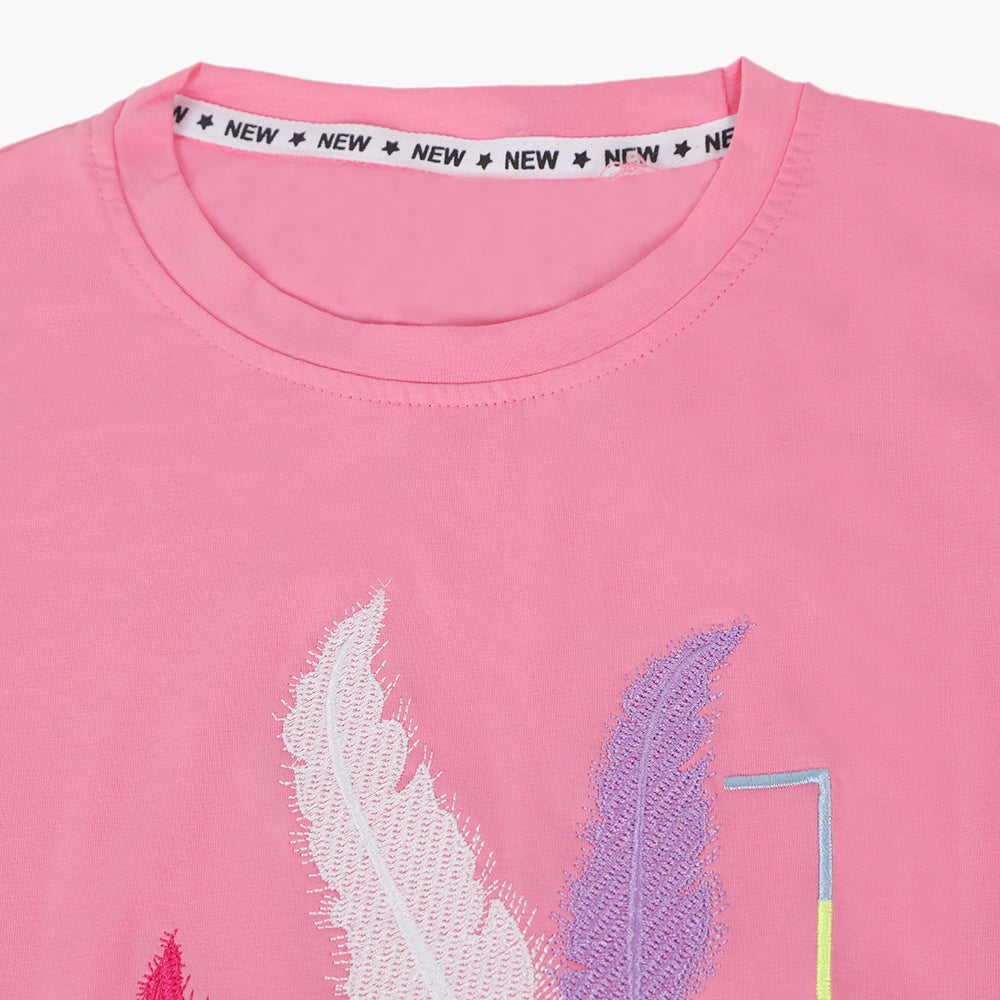 Girls Half Sleeves T-Shirt - Pink, Girls T-Shirts, Chase Value, Chase Value