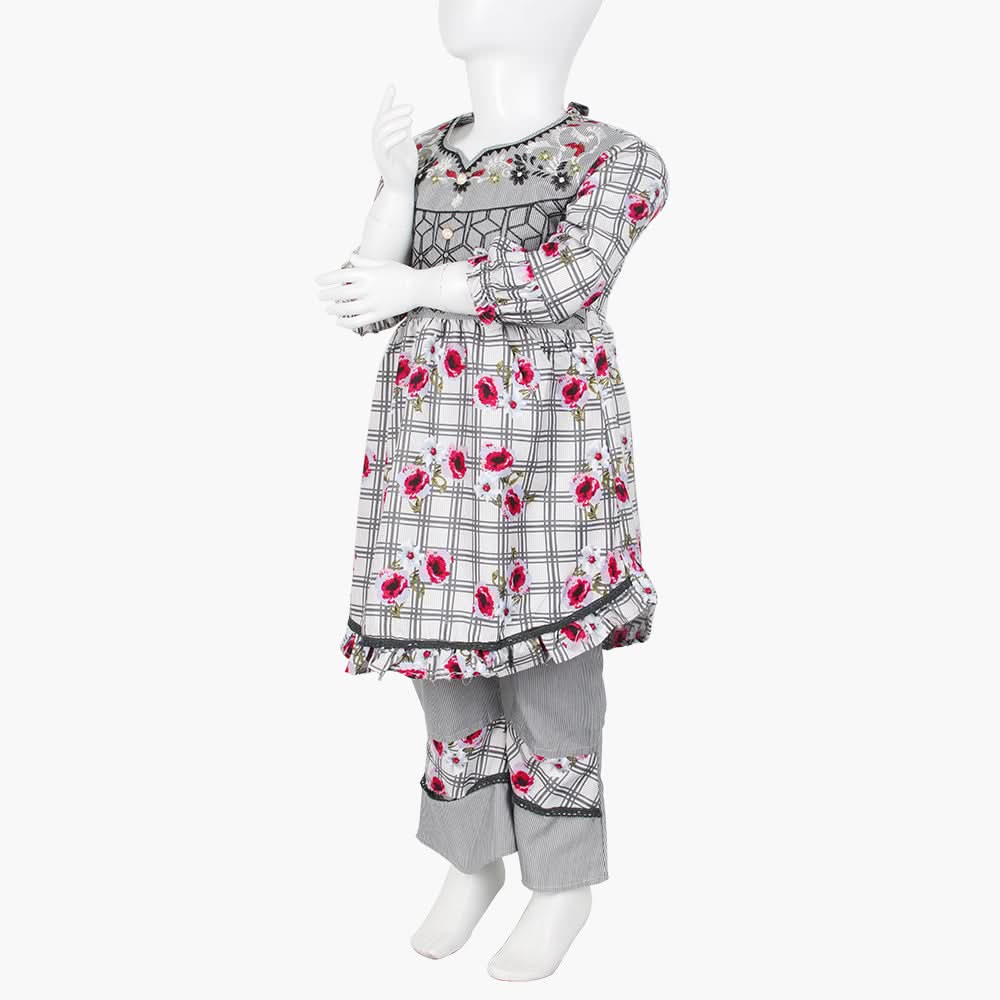 Girls Embroided Shalwar Suits  - Grey, Girls Suits, Chase Value, Chase Value