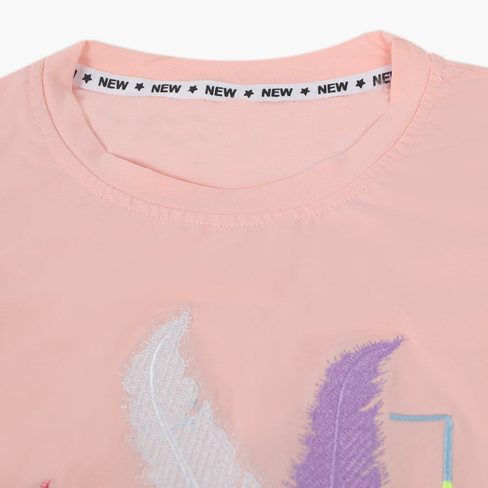 Girls Half Sleeves T-Shirt - Baby Pink, Girls T-Shirts, Chase Value, Chase Value