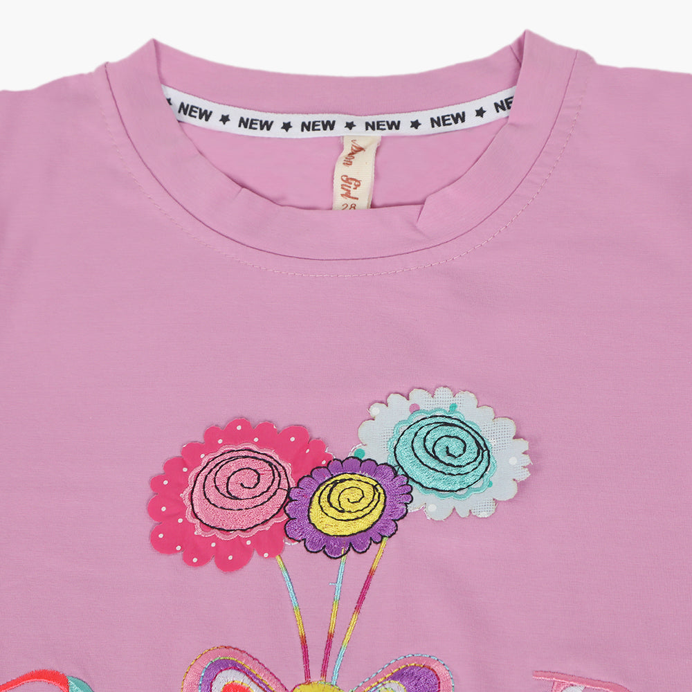 Girls Half Sleeves T-Shirt - Purple, Girls T-Shirts, Chase Value, Chase Value