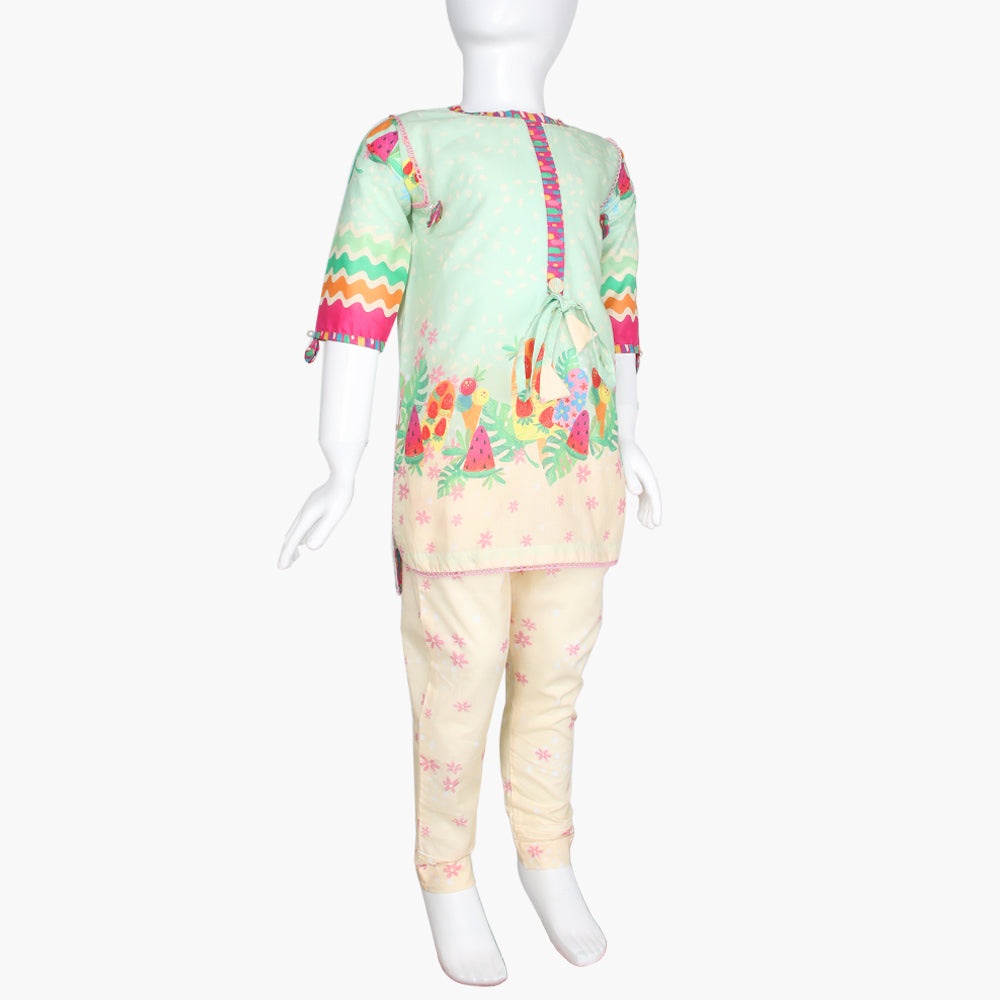 Girls Shalwar Suit 2Pcs - Light Green, Girls Shalwar Kameez, Chase Value, Chase Value