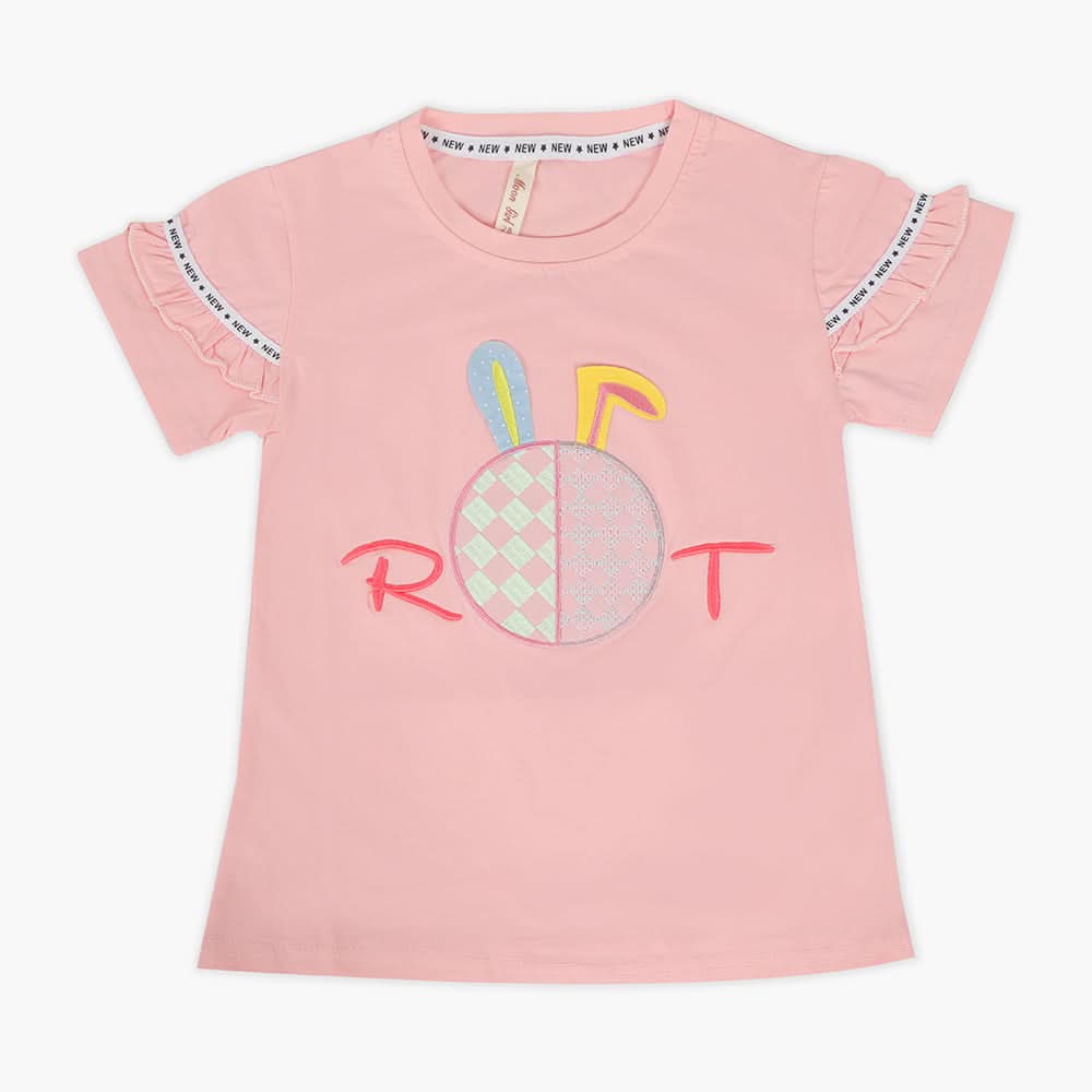 Girls Half Sleeves T-Shirt - Peach, Girls T-Shirts, Chase Value, Chase Value