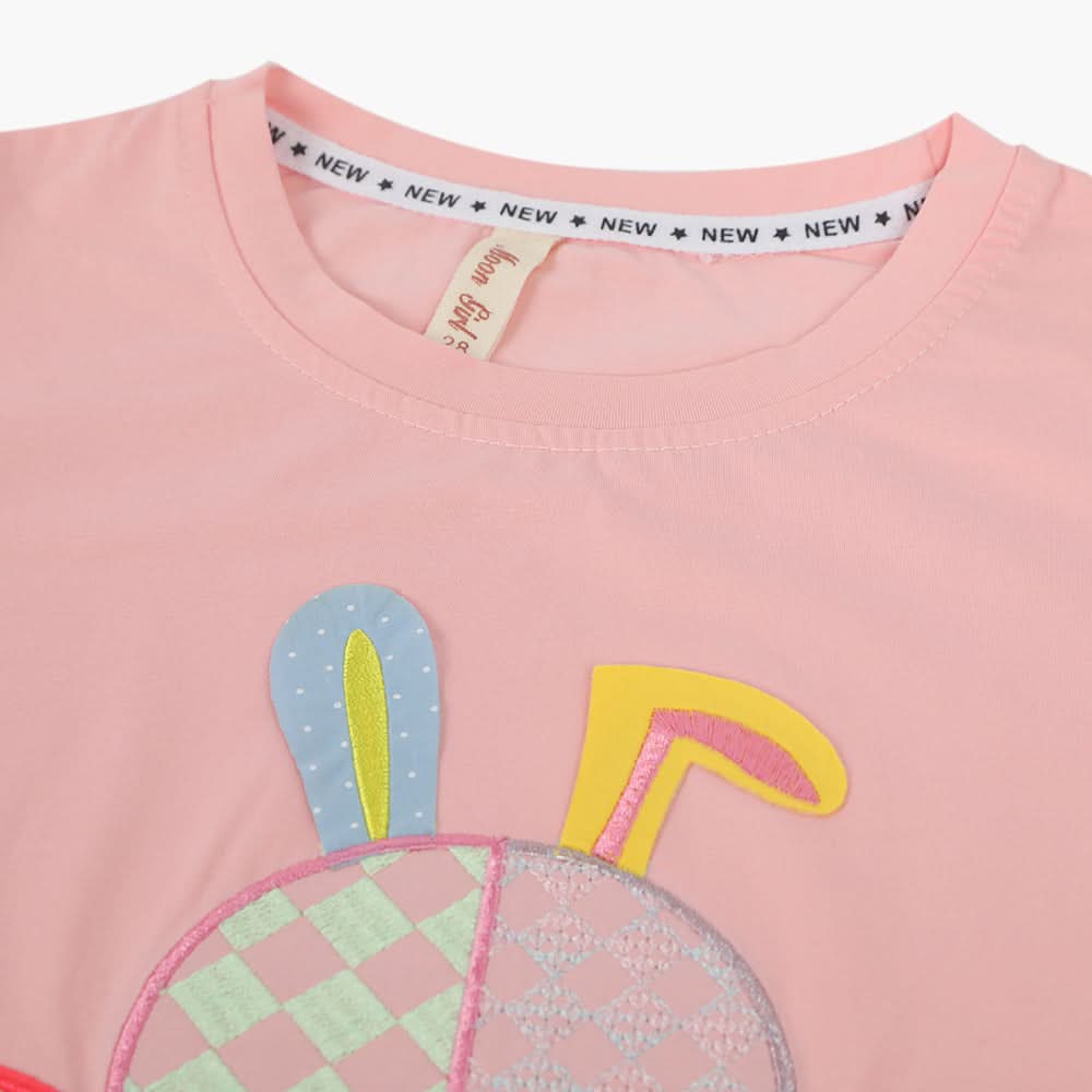 Girls Half Sleeves T-Shirt - Peach, Girls T-Shirts, Chase Value, Chase Value