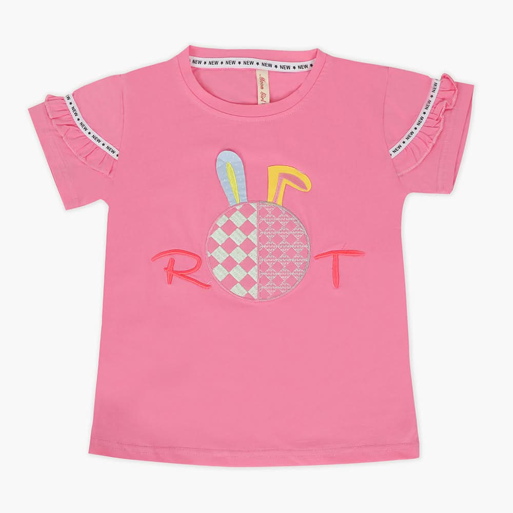 Girls Half Sleeves T-Shirt - Pink, Girls T-Shirts, Chase Value, Chase Value
