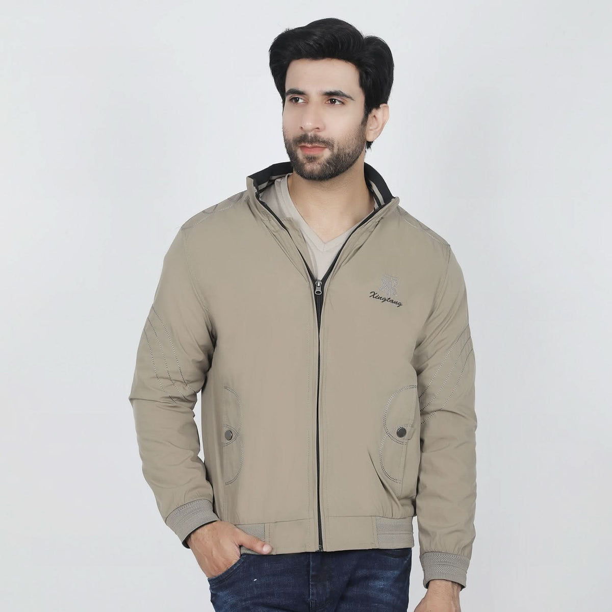 Men's Full Sleeves Jacket - Beige, Men's Jackets & Hoodies, Chase Value, Chase Value