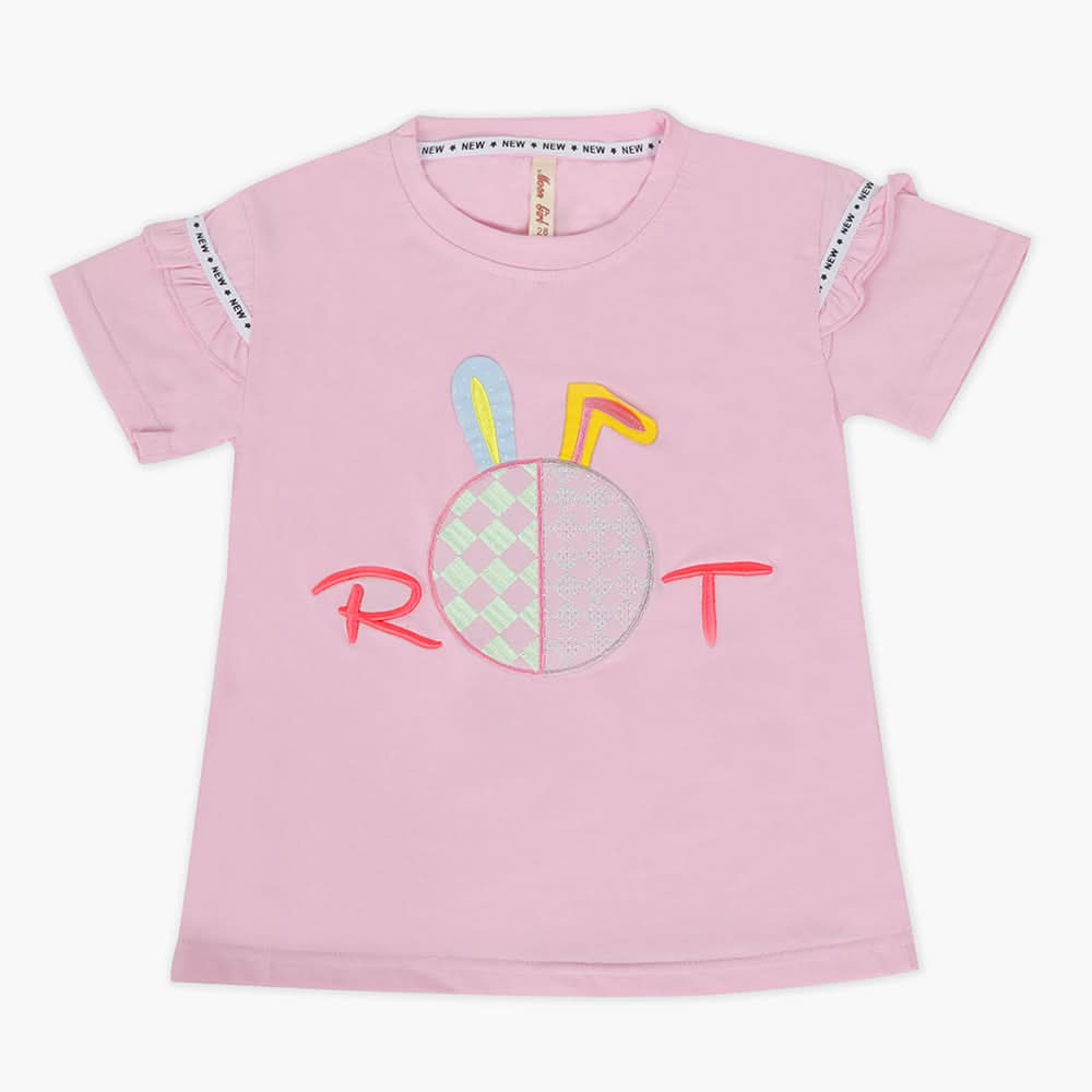 Girls Half Sleeves T-Shirt - Baby Pink, Girls T-Shirts, Chase Value, Chase Value