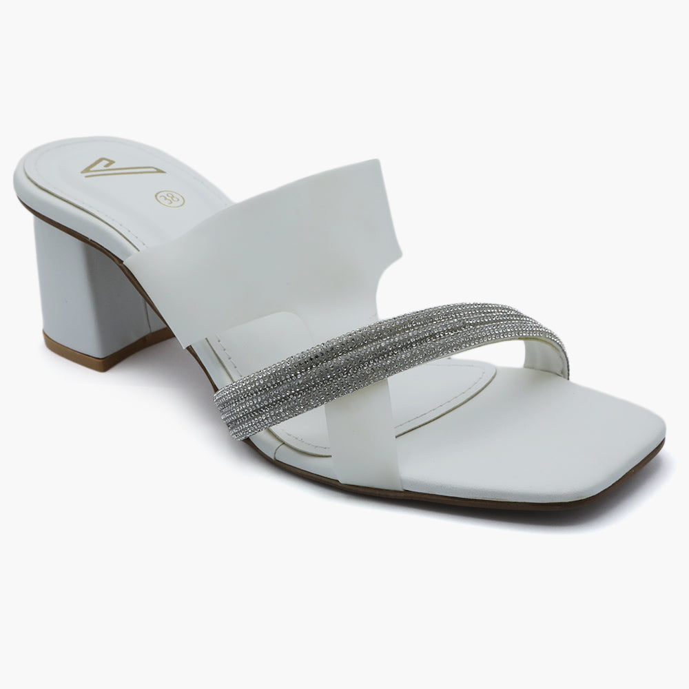 Women's Heel Slipper - White, Women Slippers, Chase Value, Chase Value